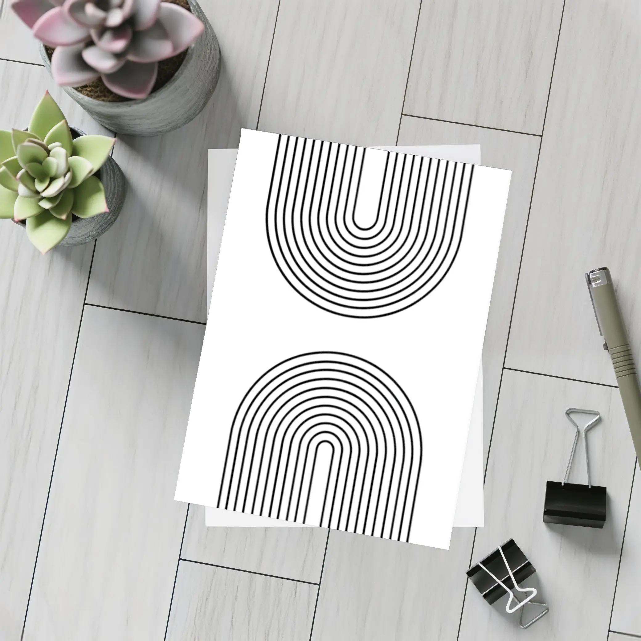 Black White Arch Lines Minimalist Geometric Art – Postcards