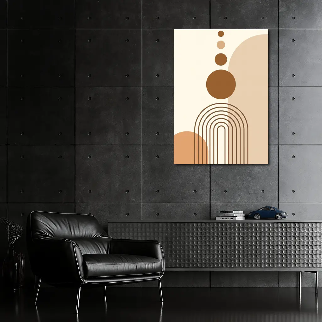 Boho Abstract Geometric Arches Circles Brown Beige – Wall Art