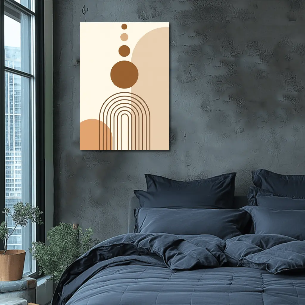 Boho Abstract Geometric Arches Circles Brown Beige – Wall Art