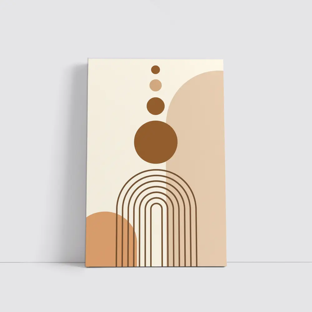 Boho Abstract Geometric Arches Circles Brown Beige – Wall Art