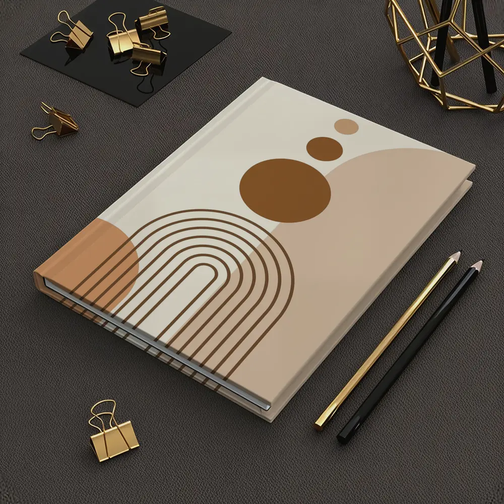 Boho Abstract Geometric Arches Circles Brown Beige – Notebooks
