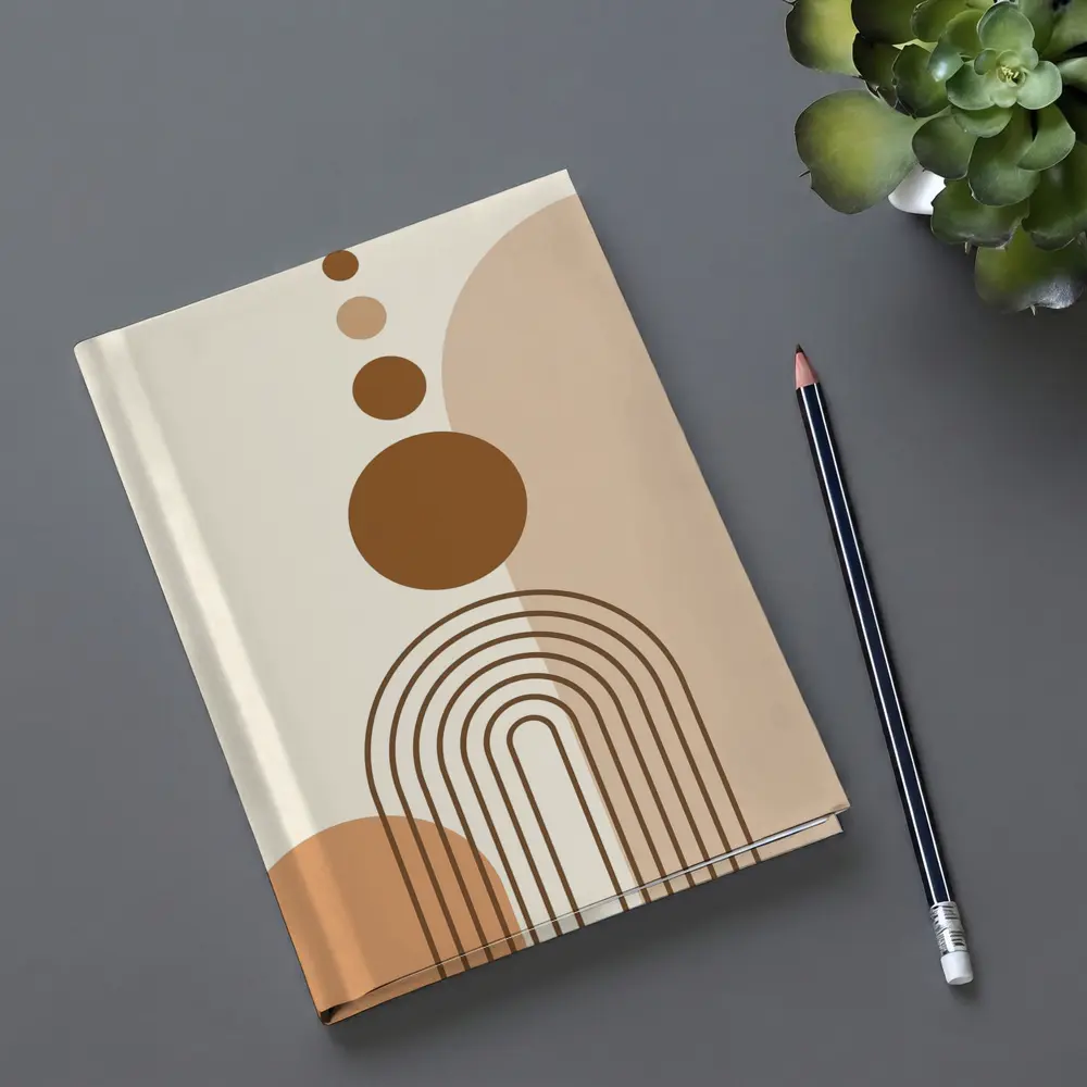 Boho Abstract Geometric Arches Circles Brown Beige – Notebooks