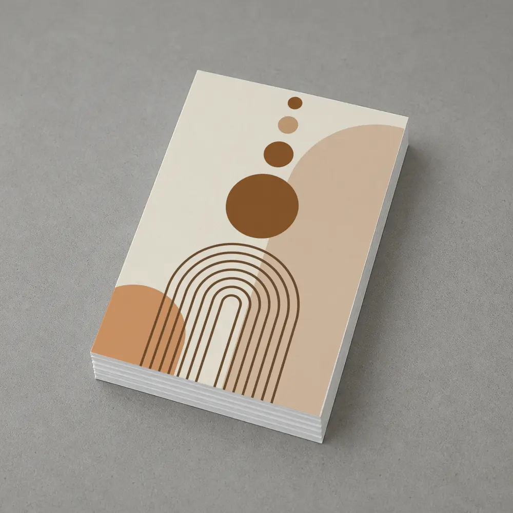 Boho Abstract Geometric Arches Circles Brown Beige – Postcards