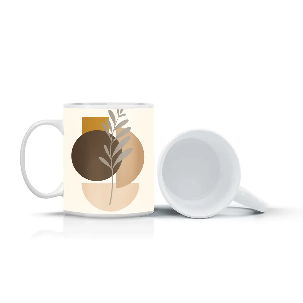 Boho Abstract Botanical Shapes Warm Earth Tones – Mugs