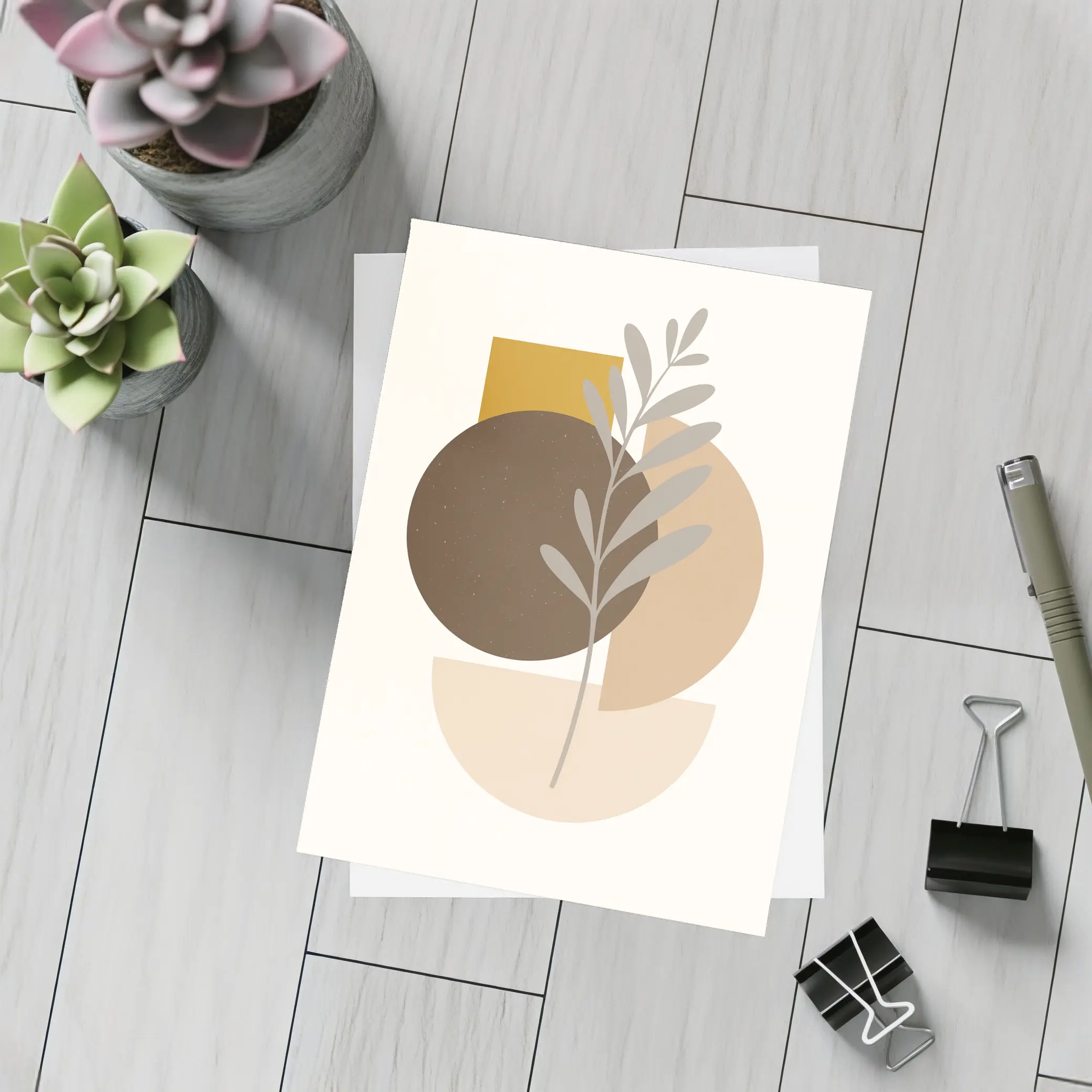 Boho Abstract Botanical Shapes Warm Earth Tones – Postcards