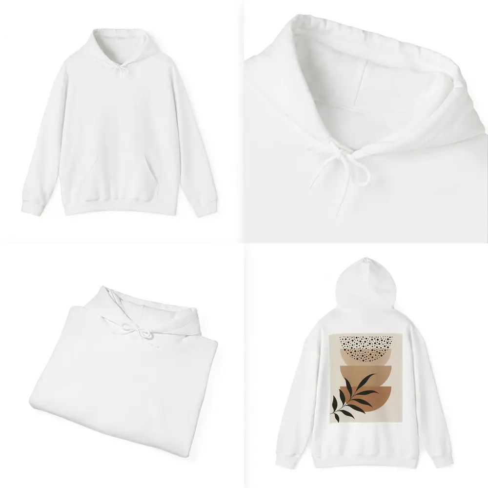 Boho Abstract Geometric Shapes With Leaf – Hoodies