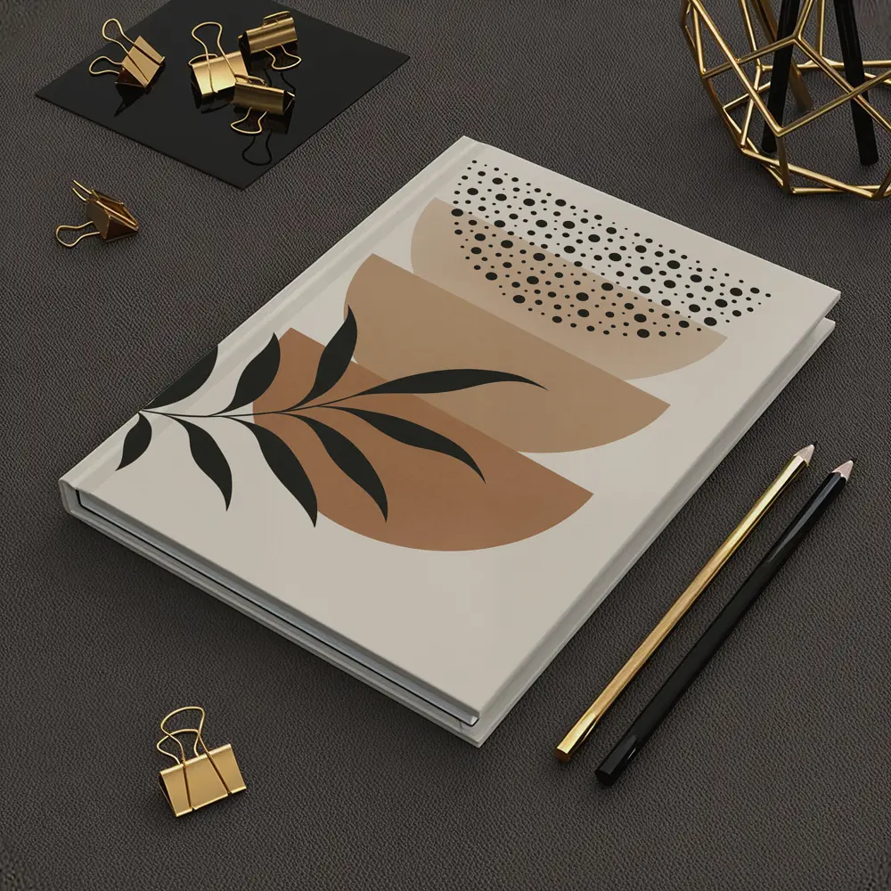 Boho Abstract Geometric Shapes With Leaf – Notebooks