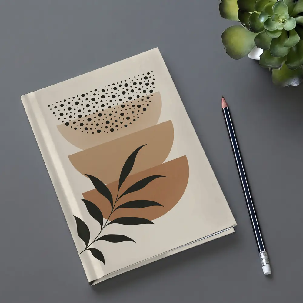 Boho Abstract Geometric Shapes With Leaf – Notebooks