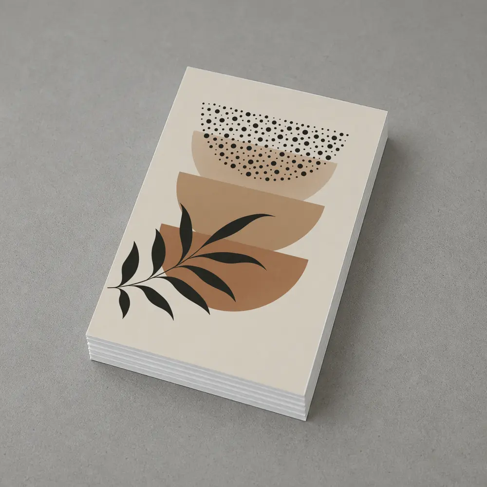Boho Abstract Geometric Shapes With Leaf – Postcards