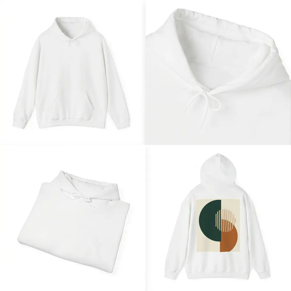 Geometric Shapes Forest Green Terracotta Beige Abstract – Hoodies