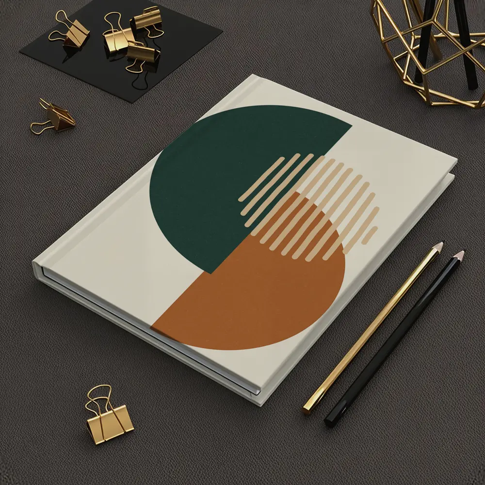 Geometric Shapes Forest Green Terracotta Beige Abstract – Notebooks