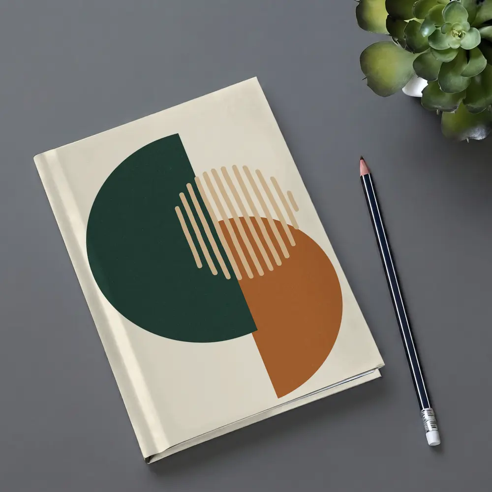 Geometric Shapes Forest Green Terracotta Beige Abstract – Notebooks
