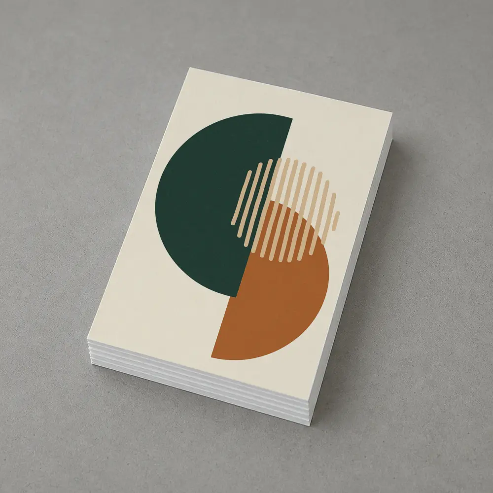Geometric Shapes Forest Green Terracotta Beige Abstract – Postcards