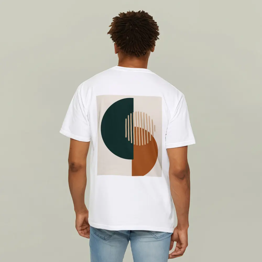 Geometric Shapes Forest Green Terracotta Beige Abstract – T-Shirts