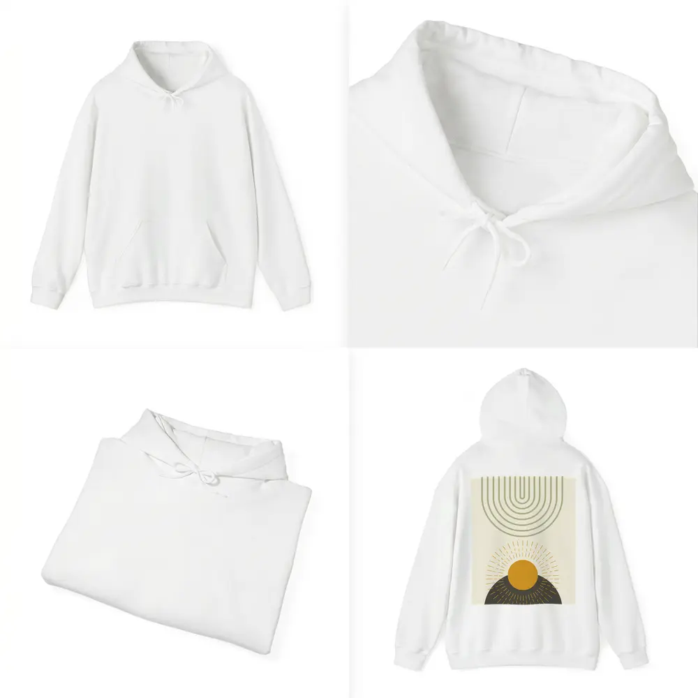 Boho Sun Arc Lines Minimalist Abstract Art – Hoodies