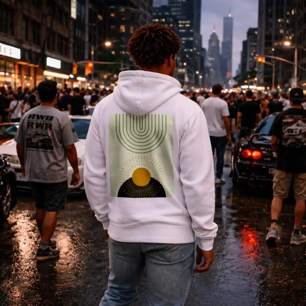 Boho Sun Arc Lines Minimalist Abstract Art – Hoodies