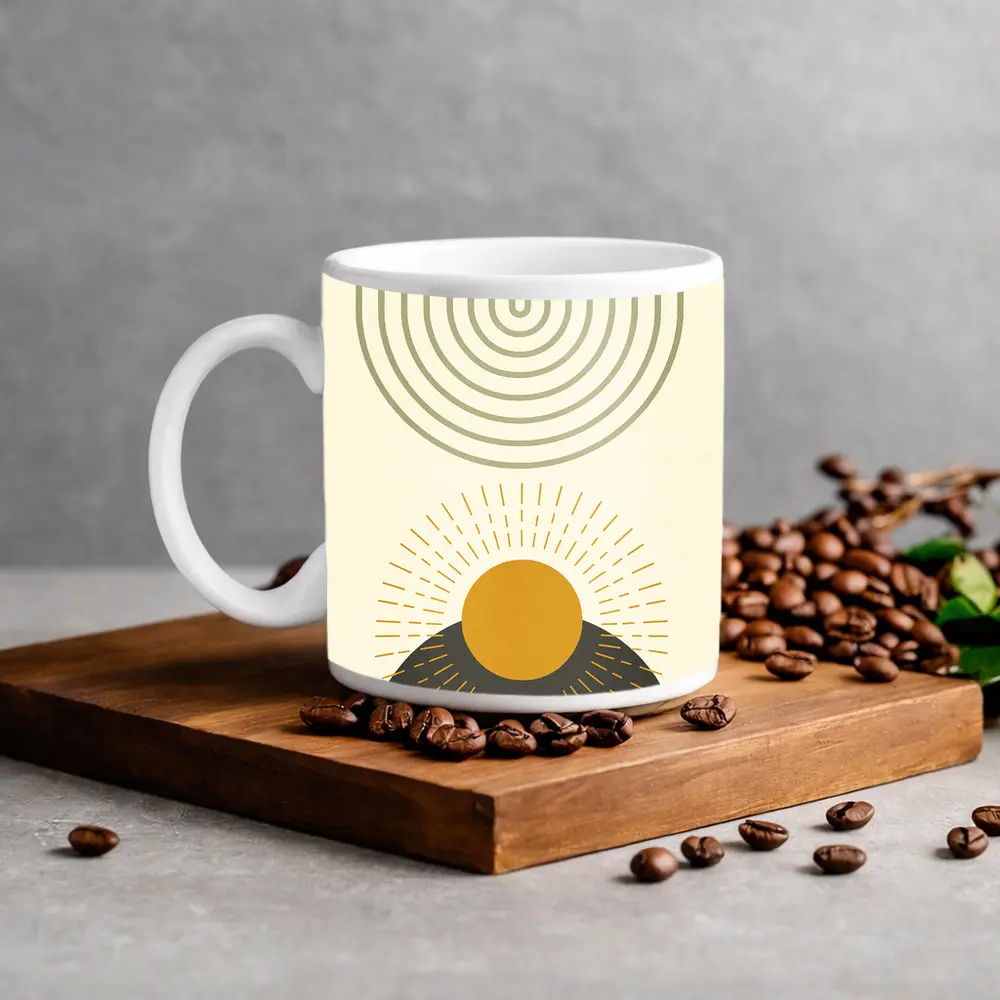 Boho Sun Arc Lines Minimalist Abstract Art – Mugs