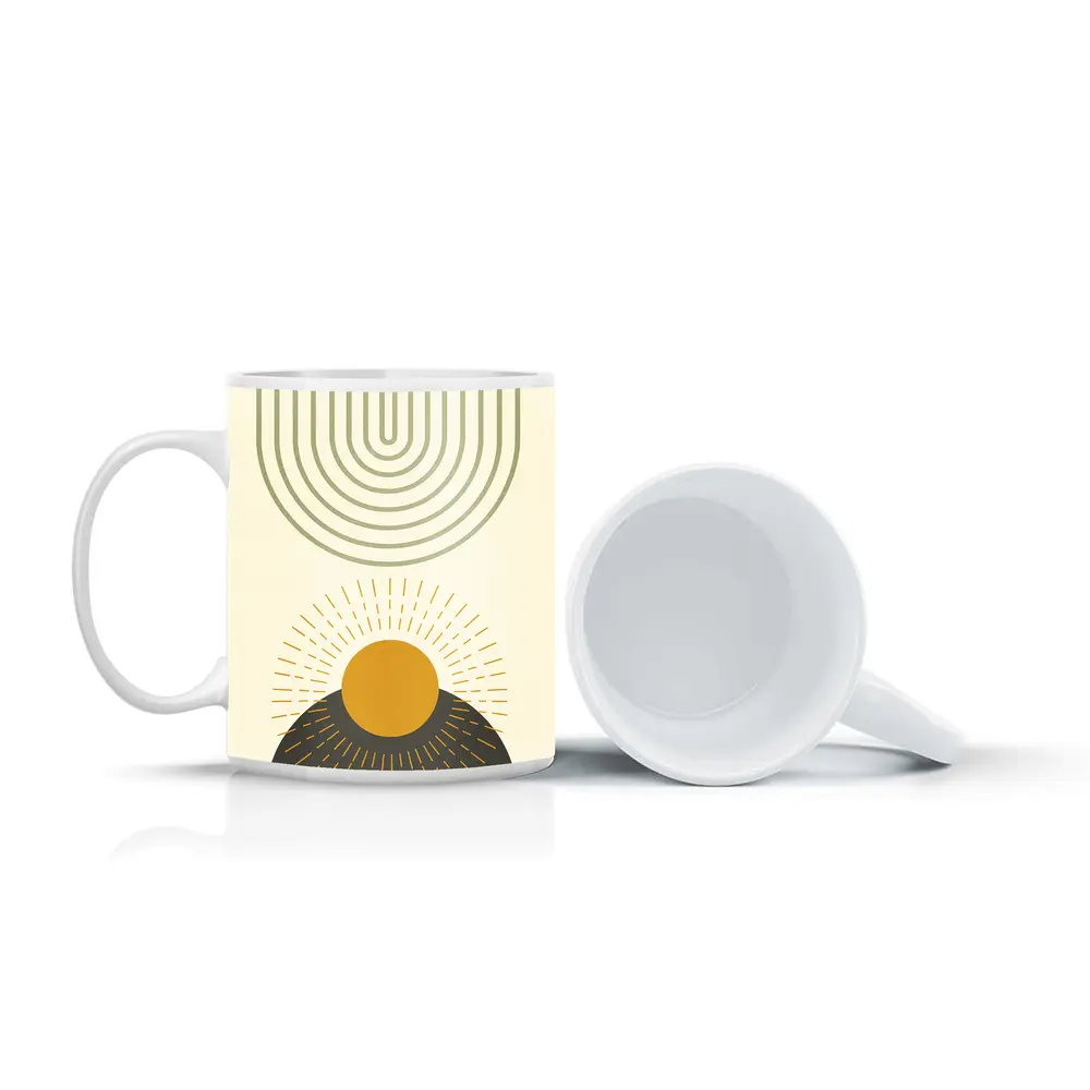Boho Sun Arc Lines Minimalist Abstract Art – Mugs