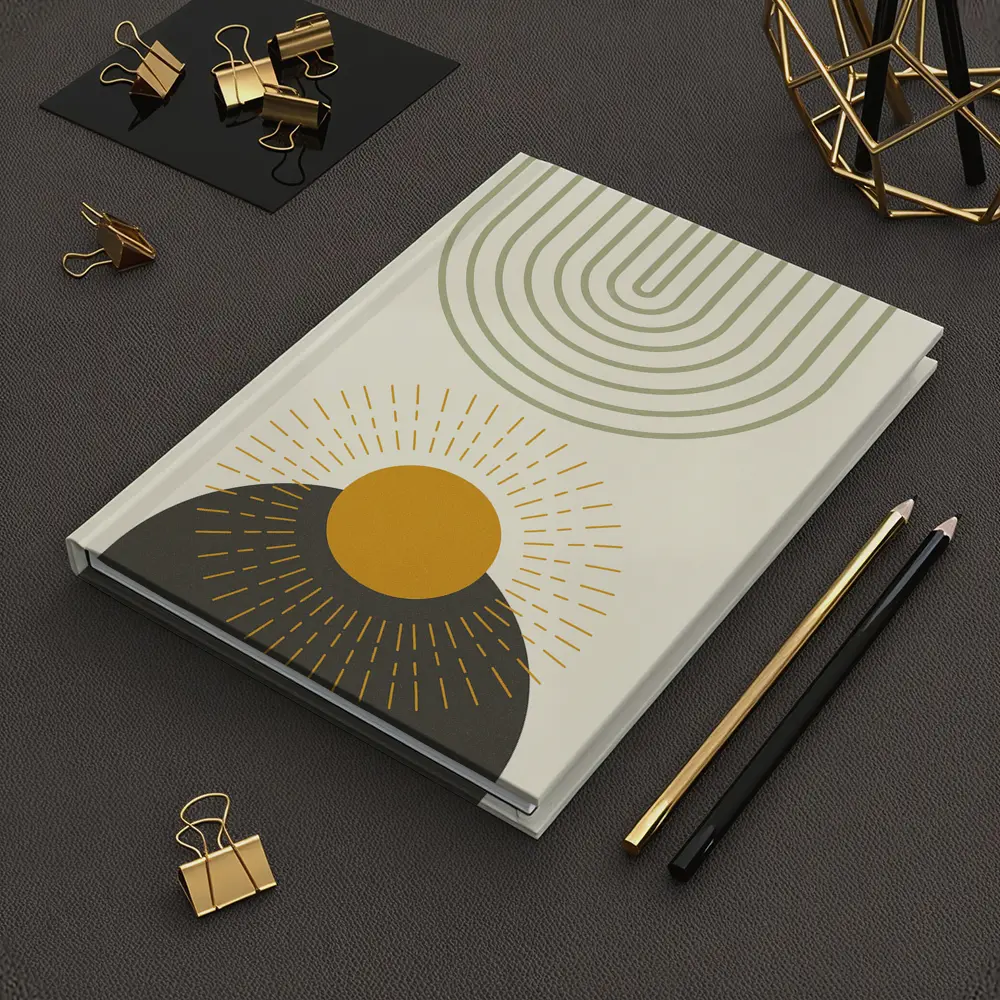 Boho Sun Arc Lines Minimalist Abstract Art – Notebooks