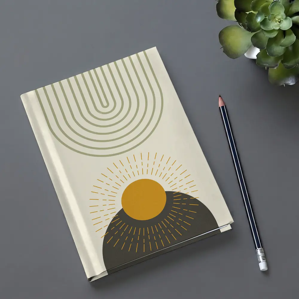 Boho Sun Arc Lines Minimalist Abstract Art – Notebooks