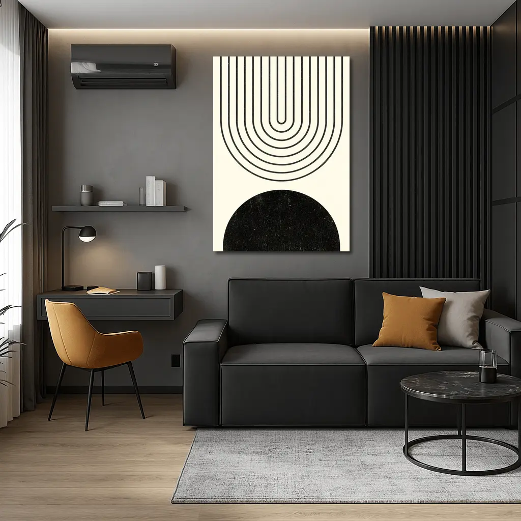 Black White Arch Geometric Minimal Abstract Art – Wall Art