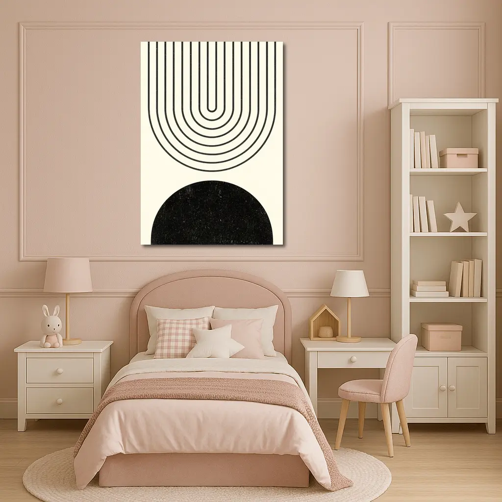 Black White Arch Geometric Minimal Abstract Art – Wall Art