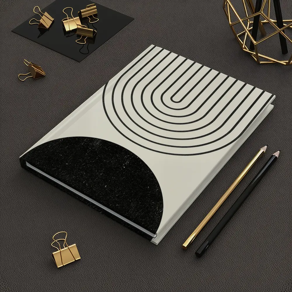 Black White Arch Geometric Minimal Abstract Art – Notebooks