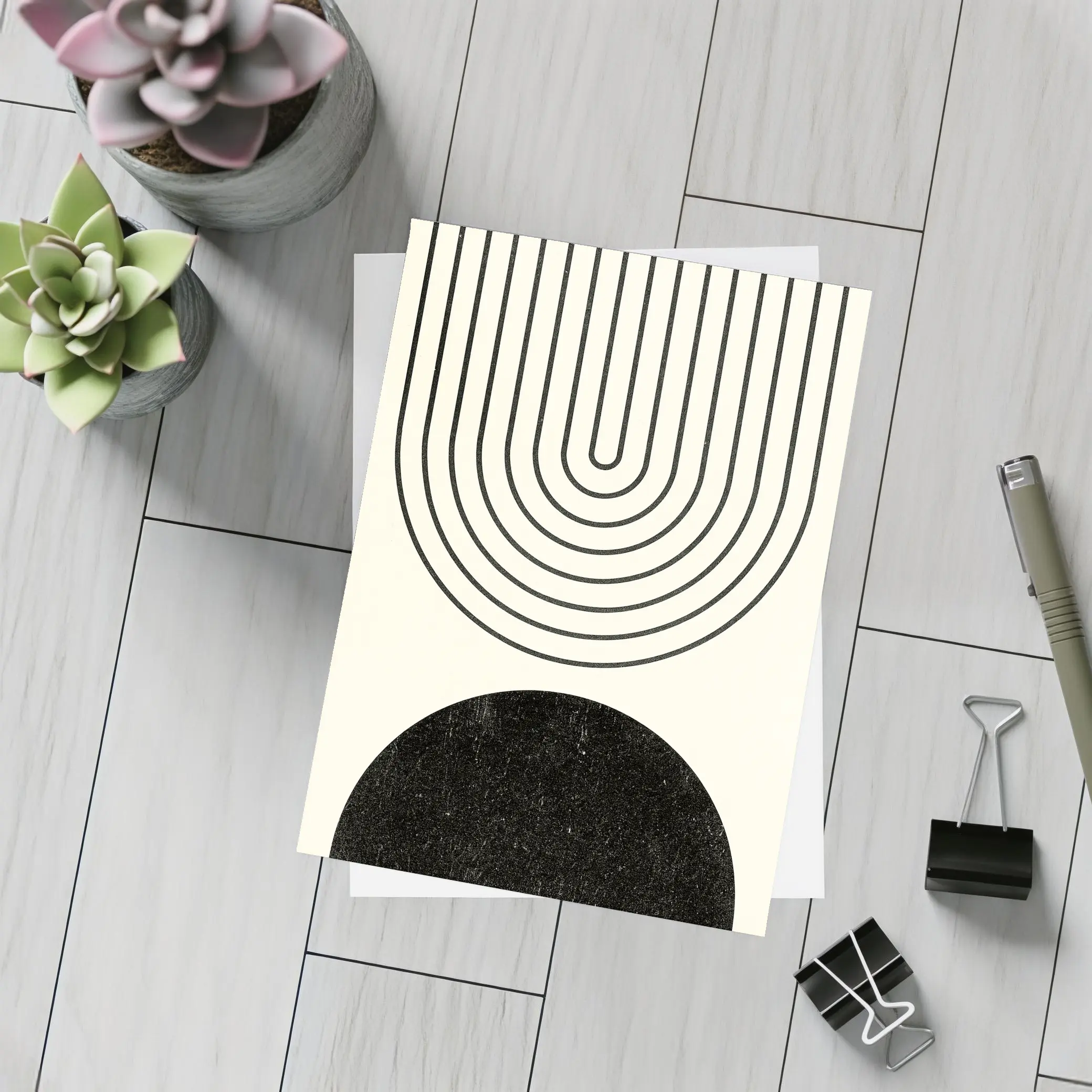 Black White Arch Geometric Minimal Abstract Art – Postcards