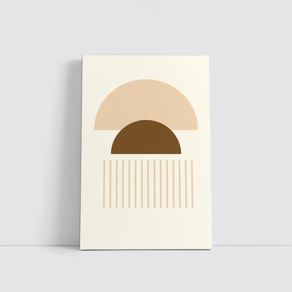 Boho Geometric Semicircles Abstract Beige Brown Art – Wall Art
