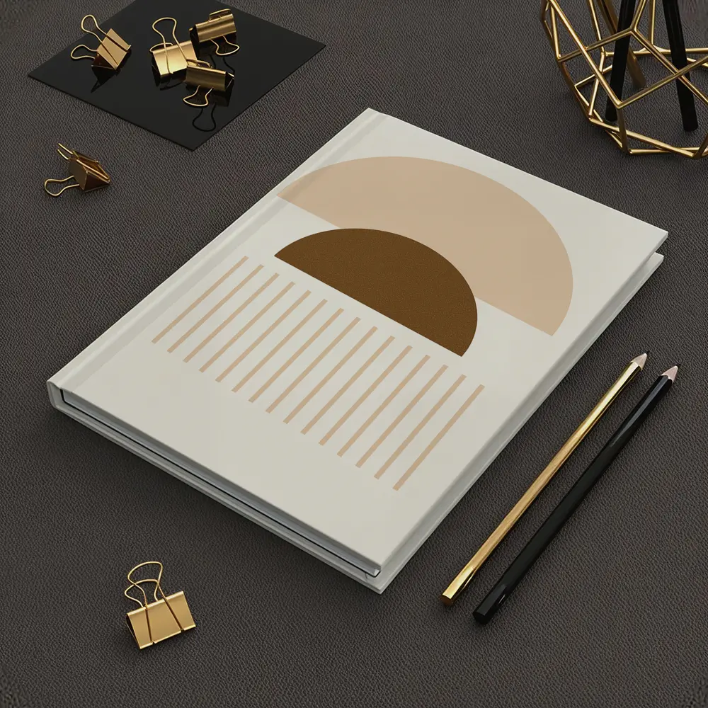 Boho Geometric Semicircles Abstract Beige Brown Art – Notebooks