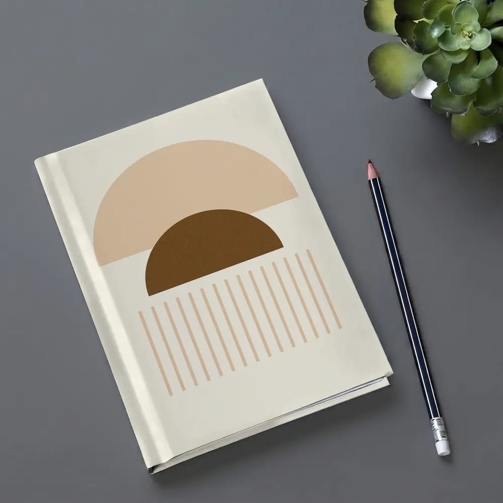 Boho Geometric Semicircles Abstract Beige Brown Art – Notebooks