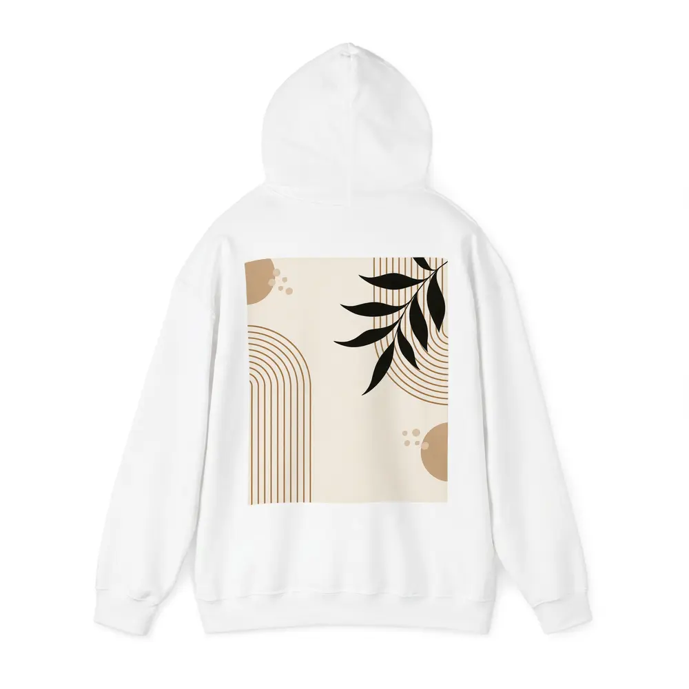 Boho Arch Lines Leaf Beige Abstract Art – Hoodies