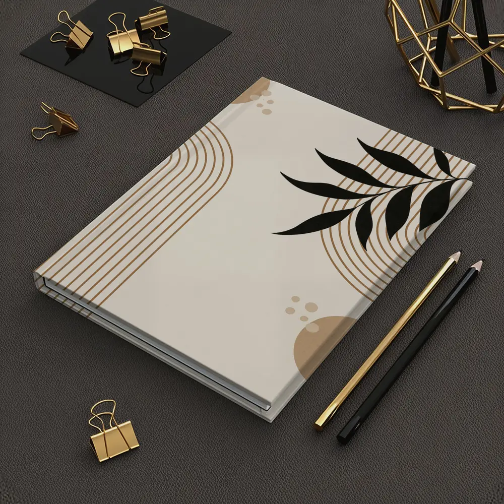 Boho Arch Lines Leaf Beige Abstract Art – Notebooks