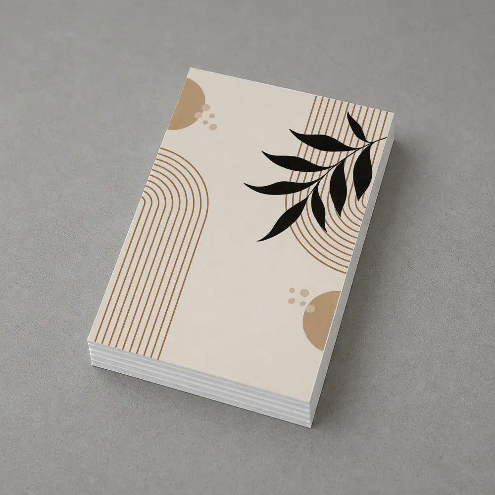 Boho Arch Lines Leaf Beige Abstract Art – Postcards