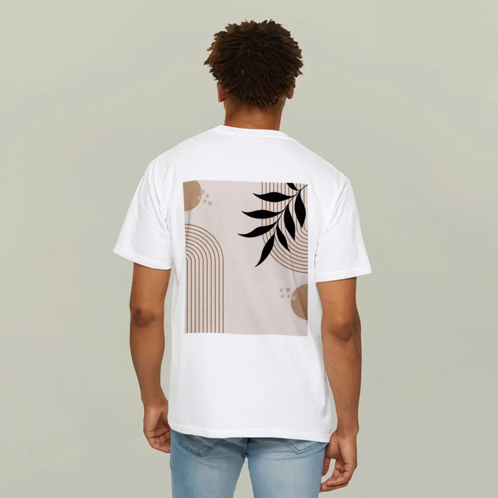 Boho Arch Lines Leaf Beige Abstract Art – T-Shirts
