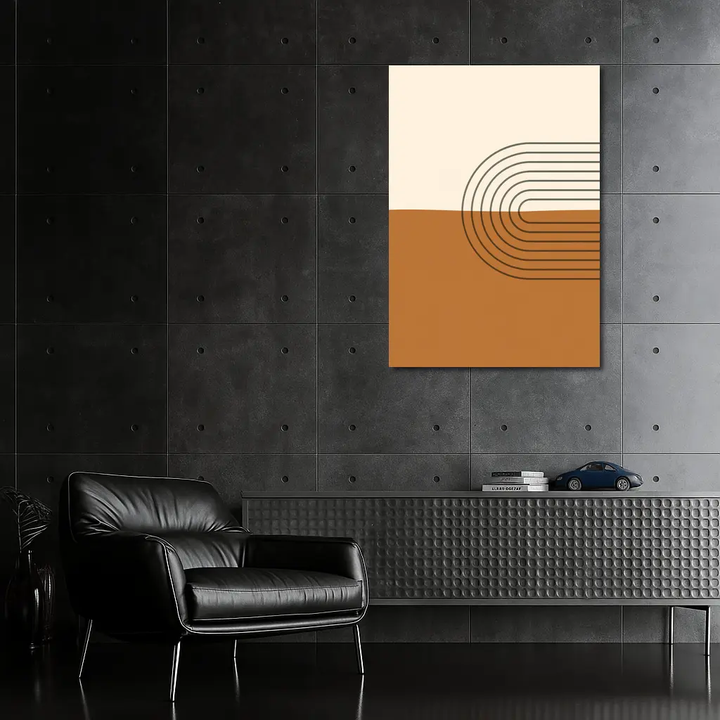 Boho Brown Abstract Arch Lines Geometric Art – Wall Art