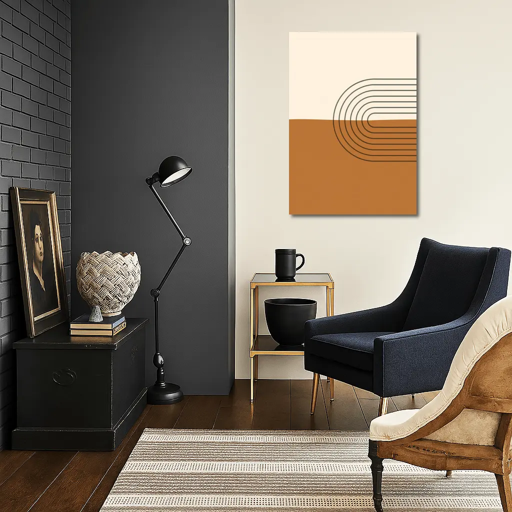 Boho Brown Abstract Arch Lines Geometric Art – Wall Art