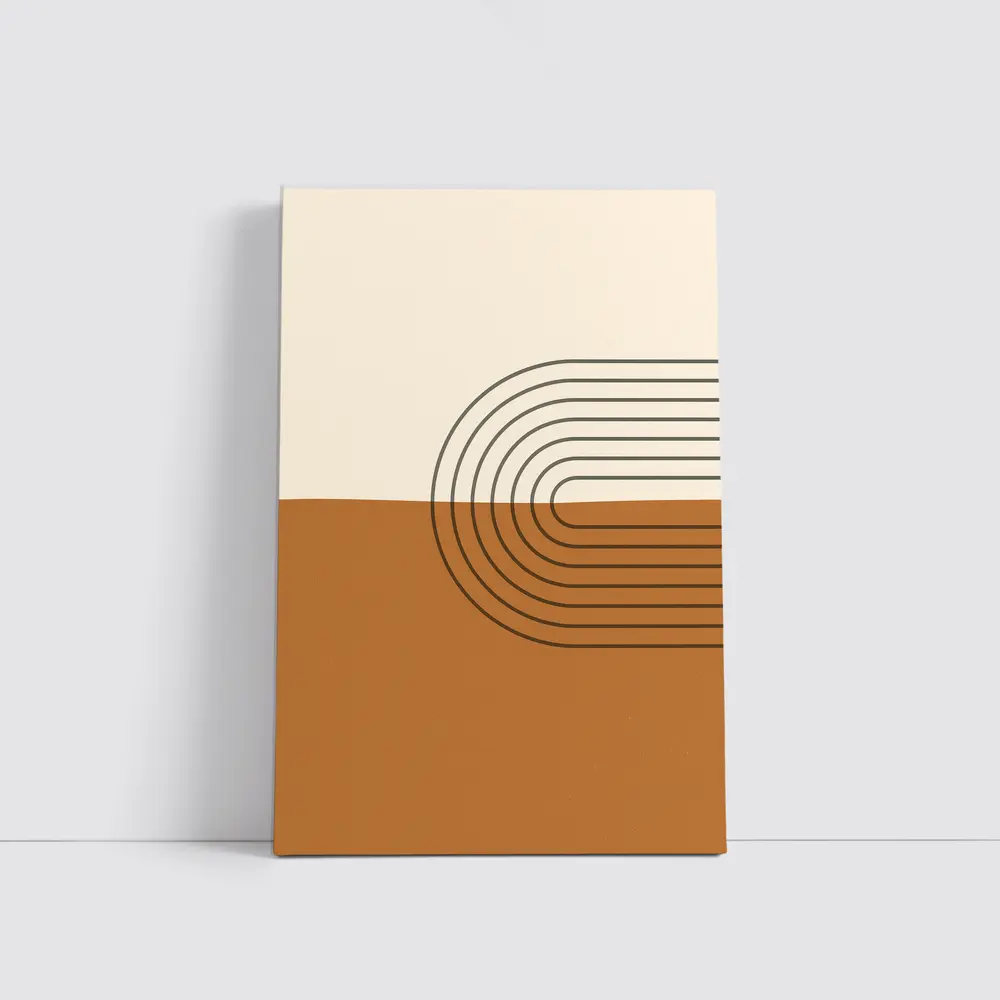 Boho Brown Abstract Arch Lines Geometric Art – Wall Art