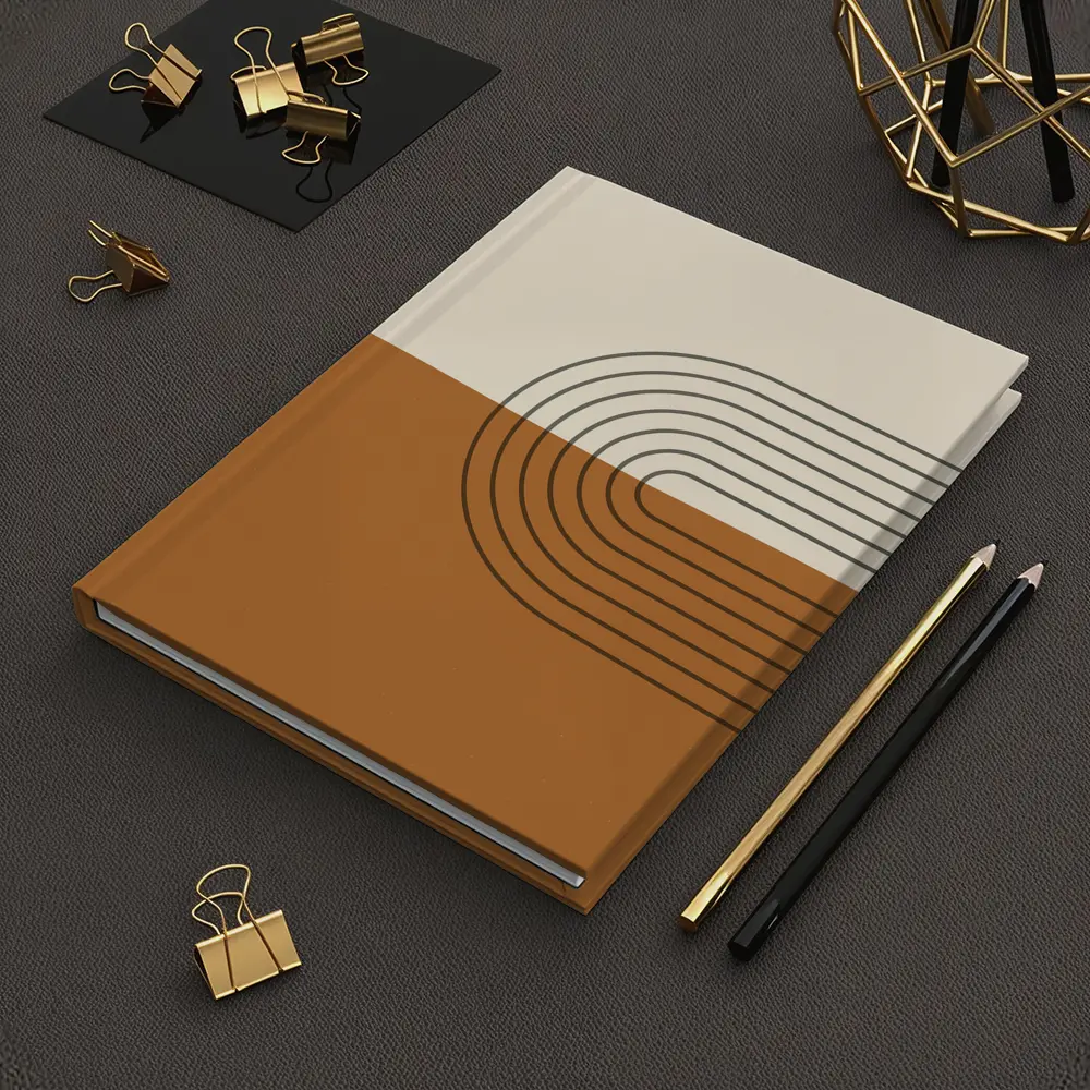 Boho Brown Abstract Arch Lines Geometric Art – Notebooks