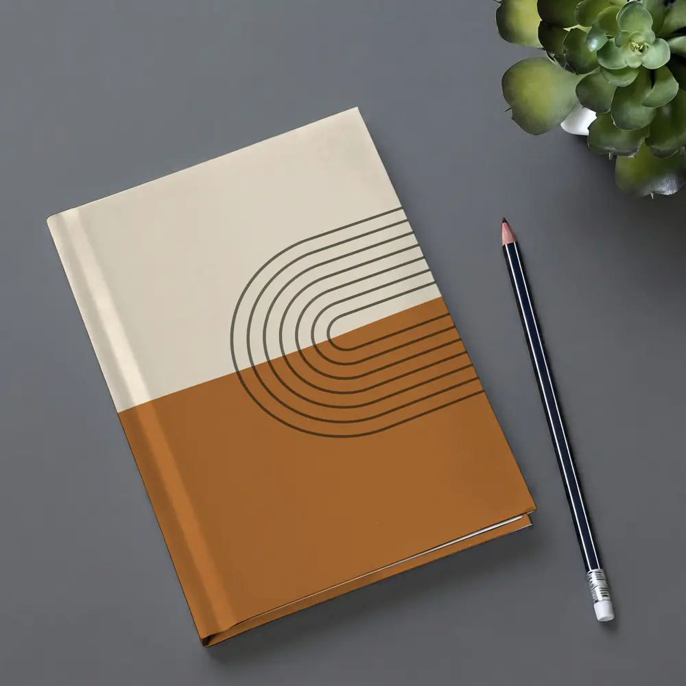 Boho Brown Abstract Arch Lines Geometric Art – Notebooks