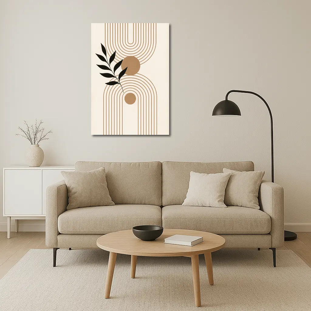 Boho Geometric Arches with Botanical Leaf – Wall Art