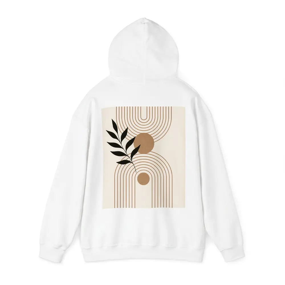 Boho Geometric Arches with Botanical Leaf – Hoodies