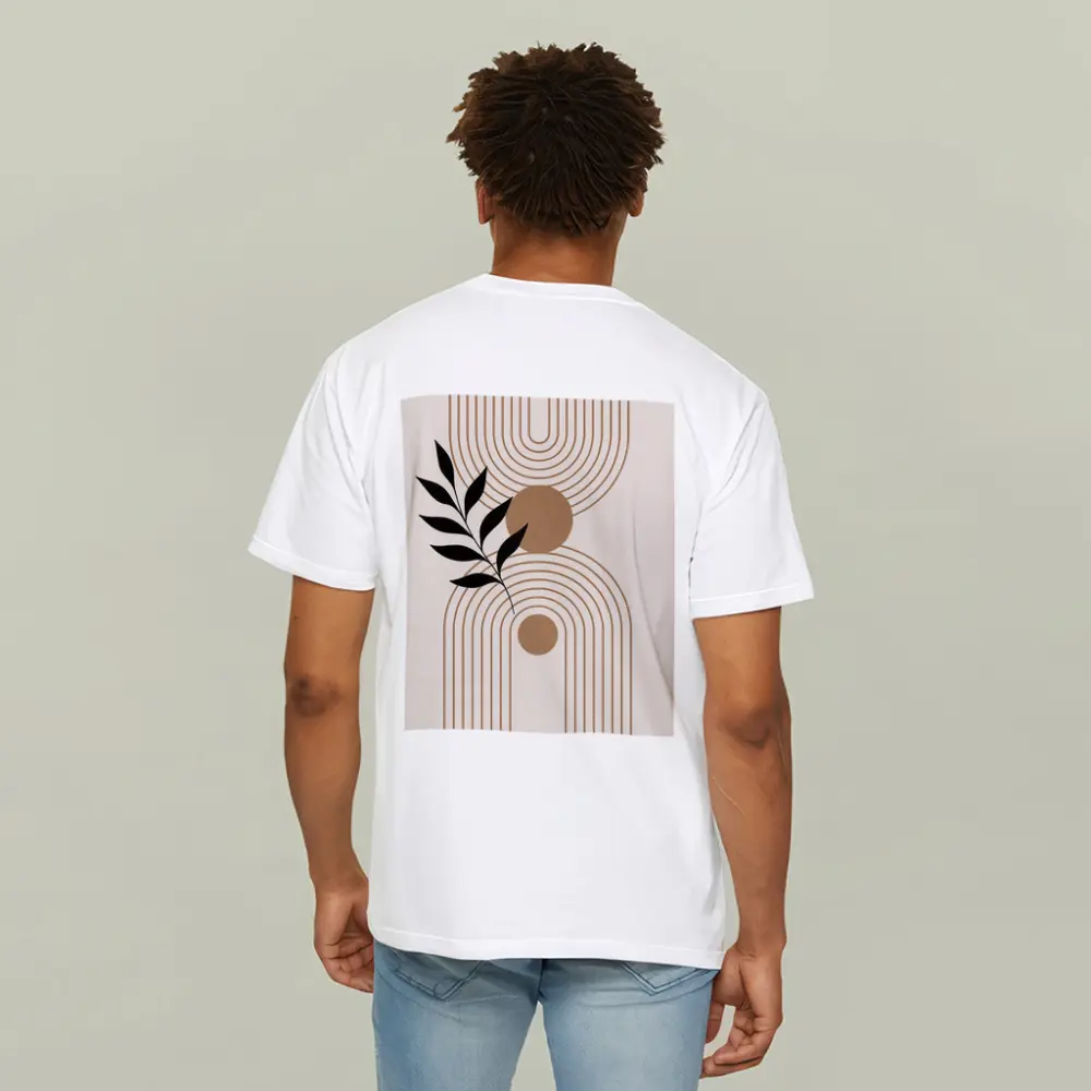 Boho Geometric Arches with Botanical Leaf – T-Shirts