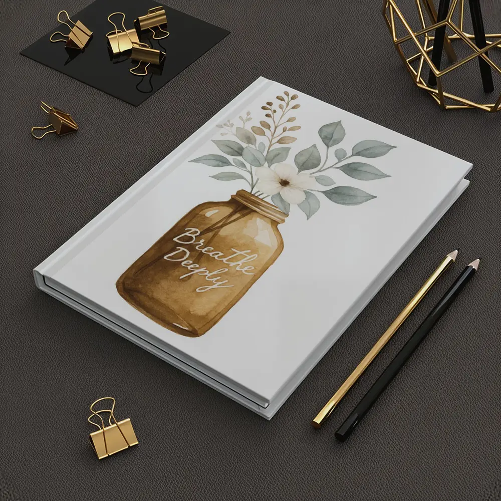 Breathe Deeply Mason Jar Watercolor Floral – Notebooks