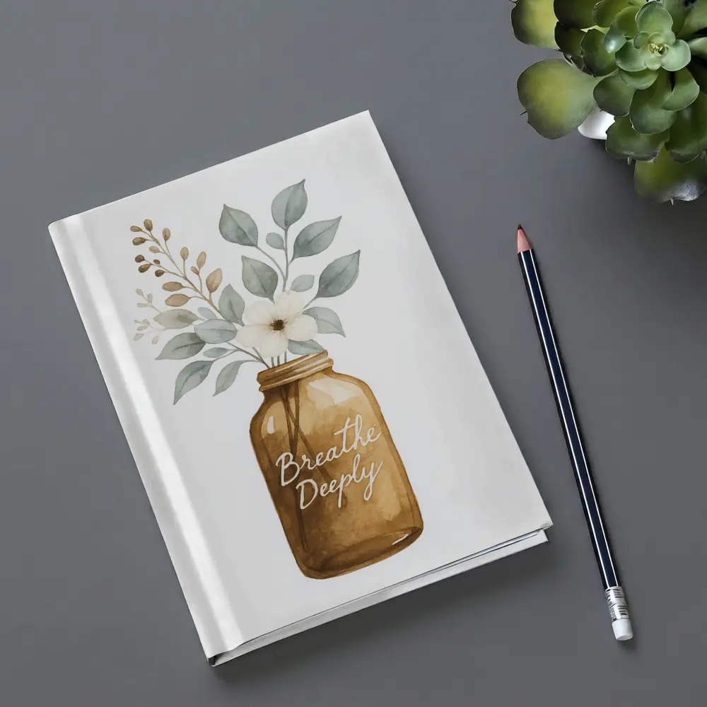 Breathe Deeply Mason Jar Watercolor Floral – Notebooks
