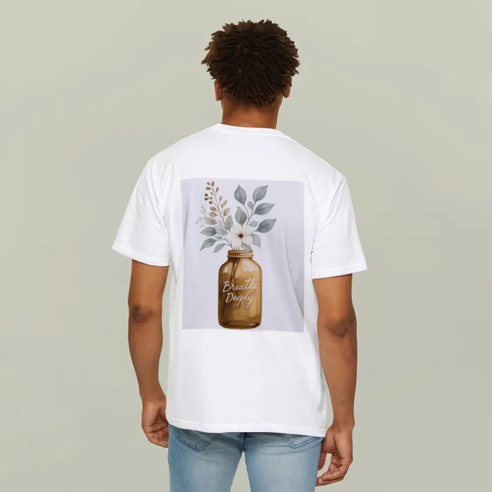 Breathe Deeply Mason Jar Watercolor Floral – T-Shirts