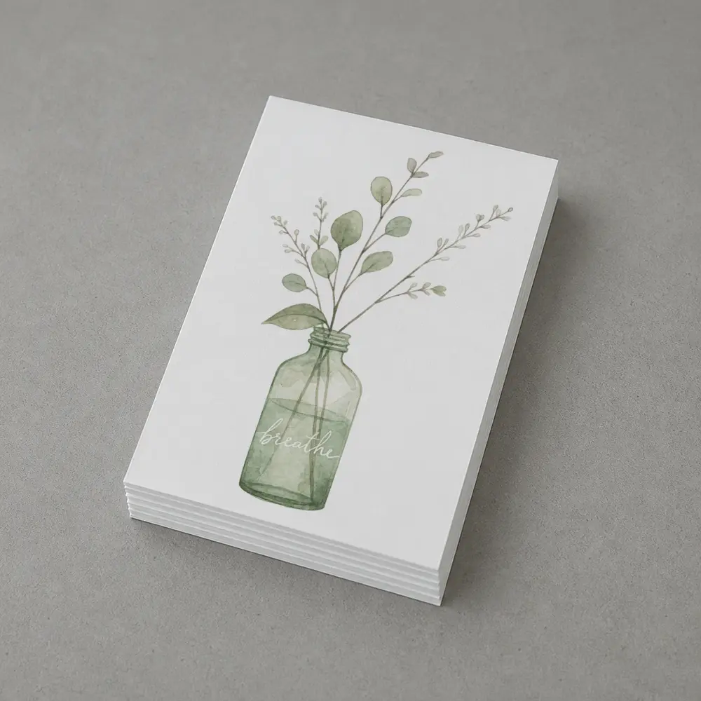 Watercolor Eucalyptus Branches Glass Jar Breathe – Postcards