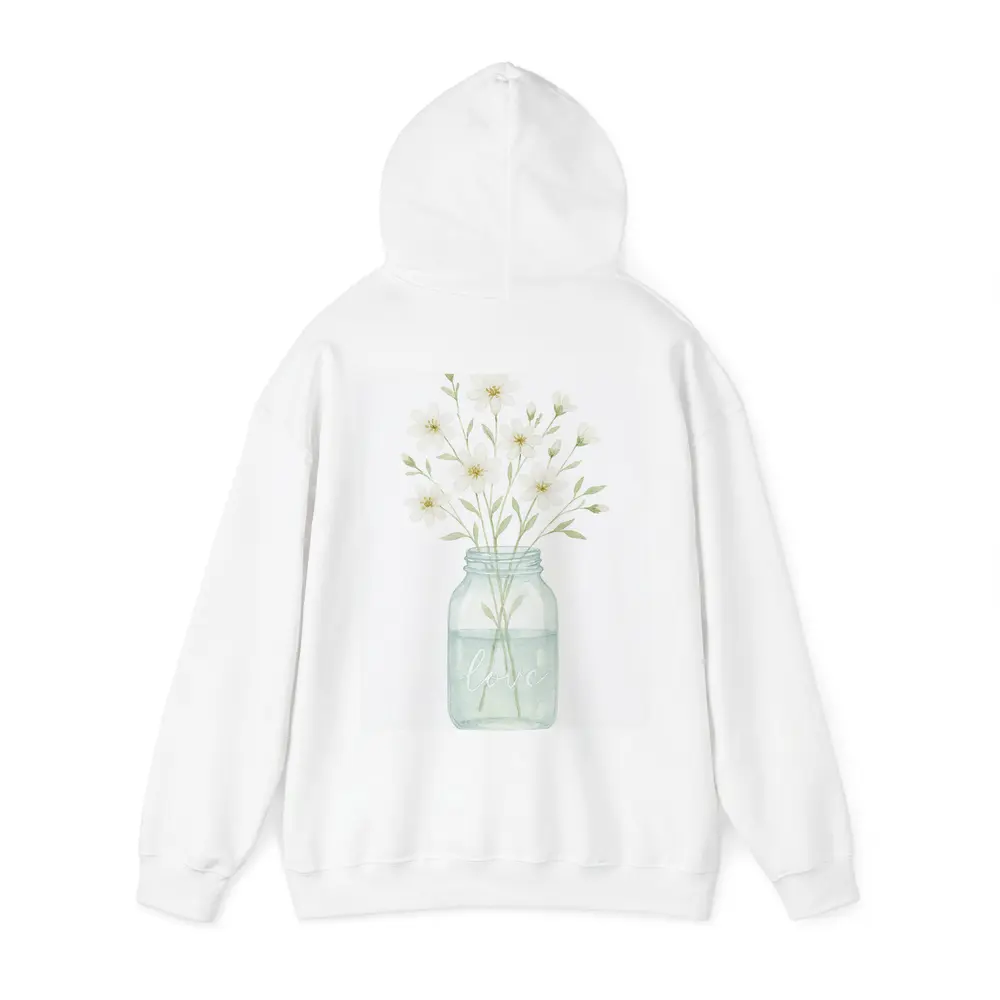 Watercolor White Wildflowers Mason Jar Love – Hoodies
