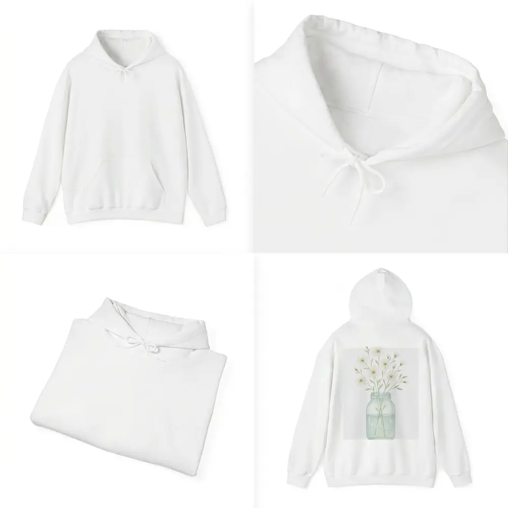 Watercolor White Wildflowers Mason Jar Love – Hoodies