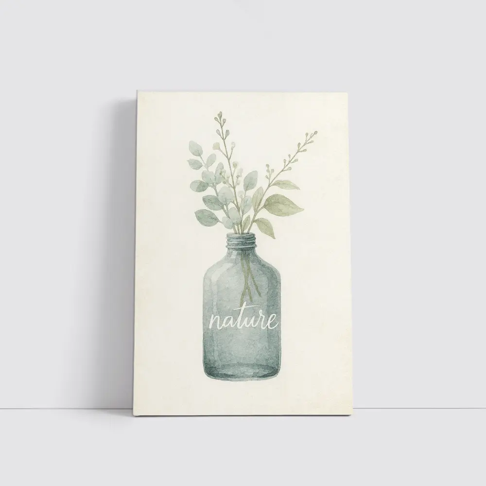 Watercolor Nature Bottle Eucalyptus Botanical Art – Wall Art